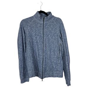 Vince Full Zip Mock Neck Heathered Blue Sweater Men's Size Medium